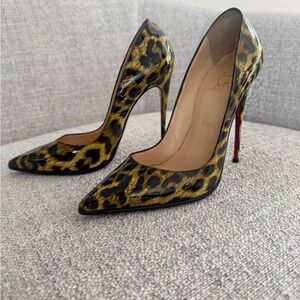 Christian Louboutin patent leather leaopard So Kate 120
